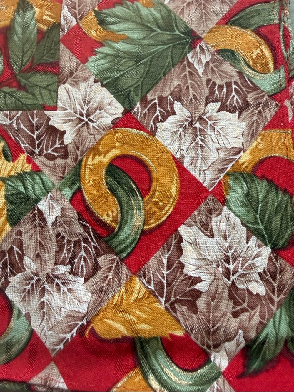 Celine Vibrant Leaf-pattern scarf Bandanna Bag Accessory 21” X 21”